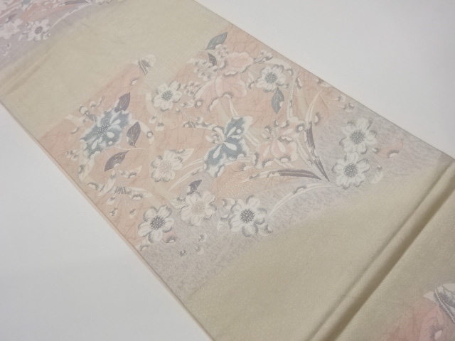 JAPANESE KIMONO / VINTAGE FUKURO OBI / WOVEN FLOWERS